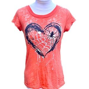 Halloween Heart and Spider Lightweight T-shirt Size Small